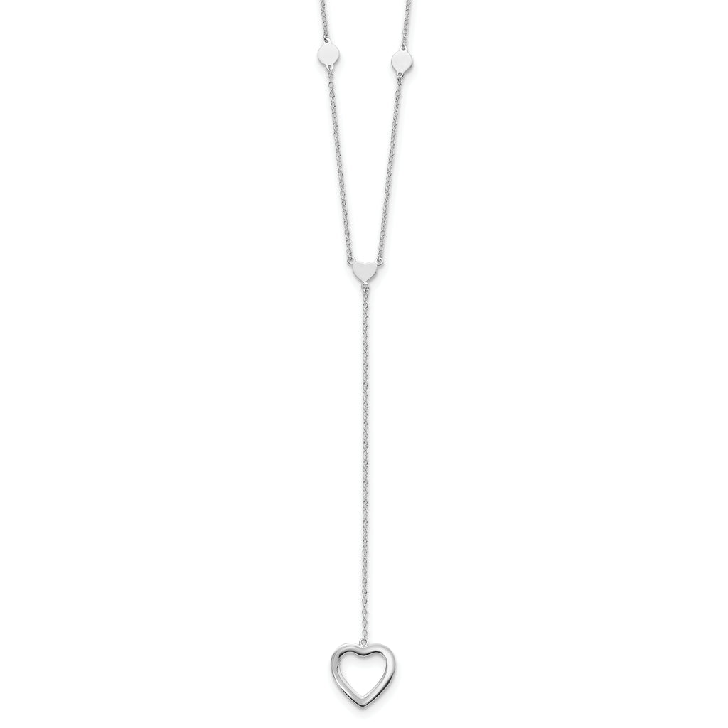 Sterling Silver Rhodium-plated Hearts With 2in ext. Y-Necklace