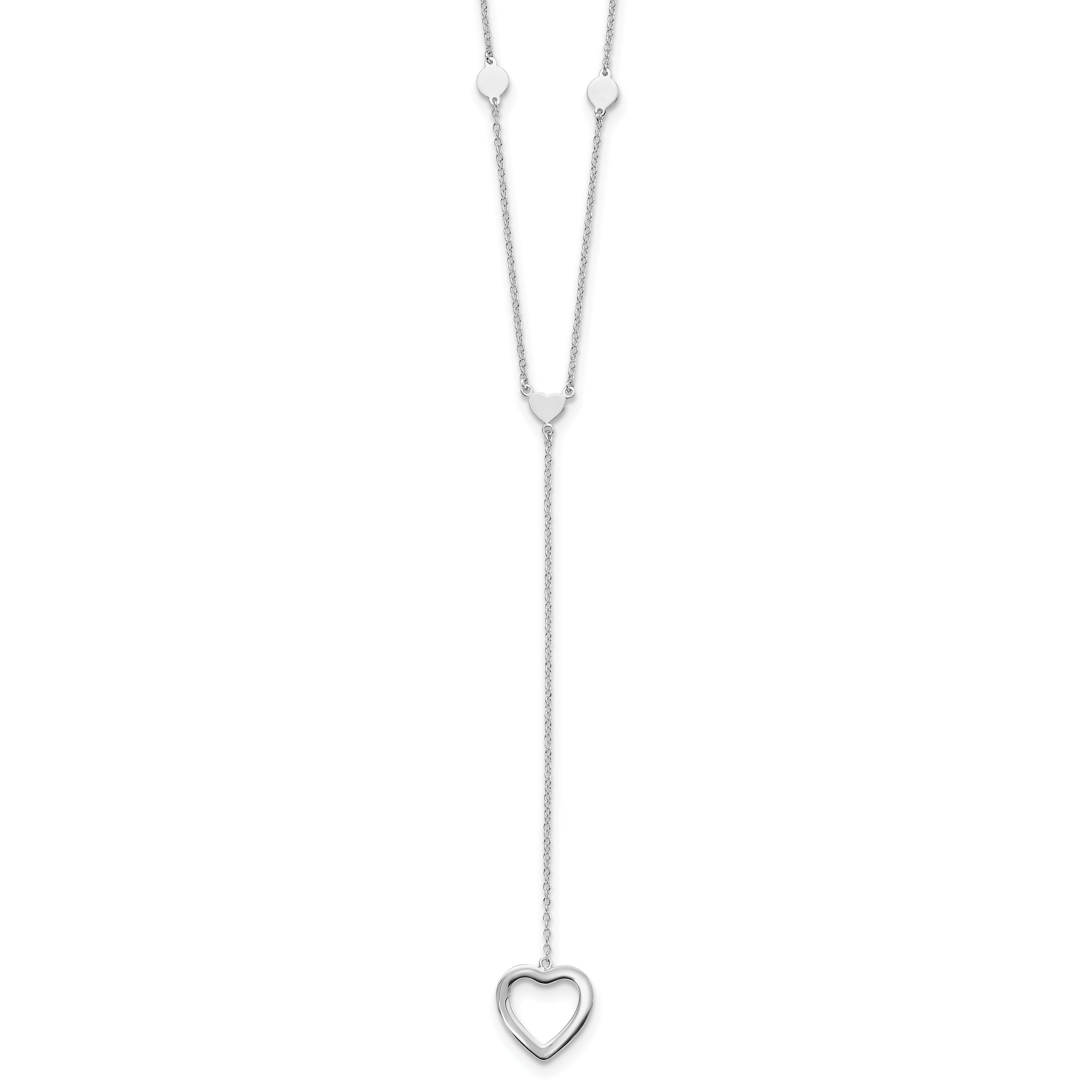 Sterling Silver Rhodium-plated Hearts With 2in ext. Y-Necklace