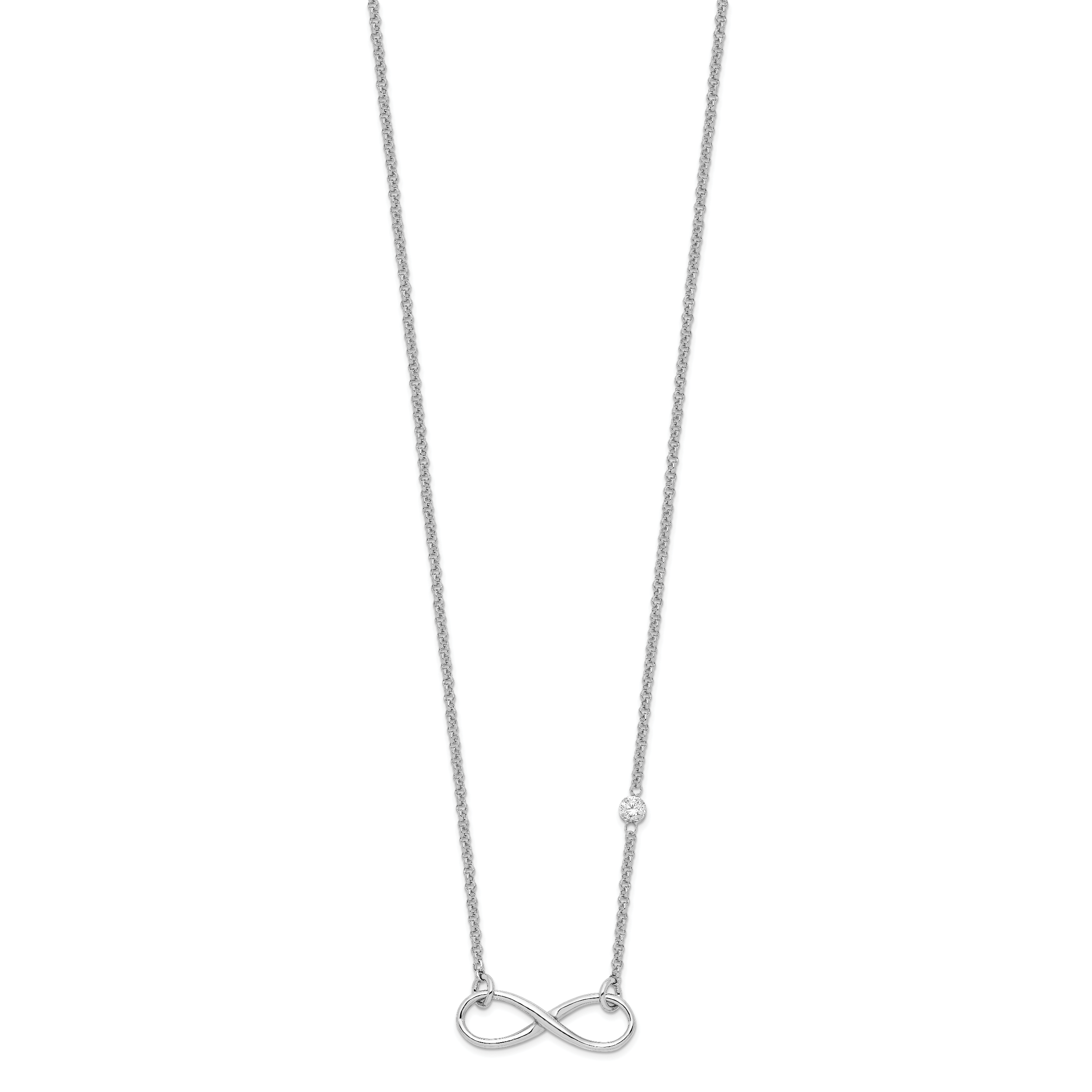 Sterling Silver Rhodium-plated CZ Infinity Knot Necklace Secondary image