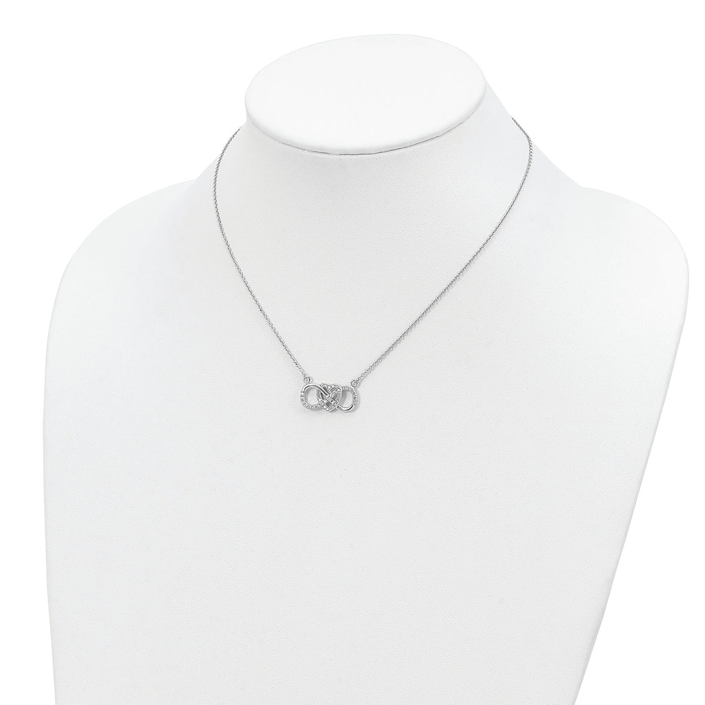Sterling Silver Rhodium-plated With CZ Heart With Infinity Symbol Necklace
