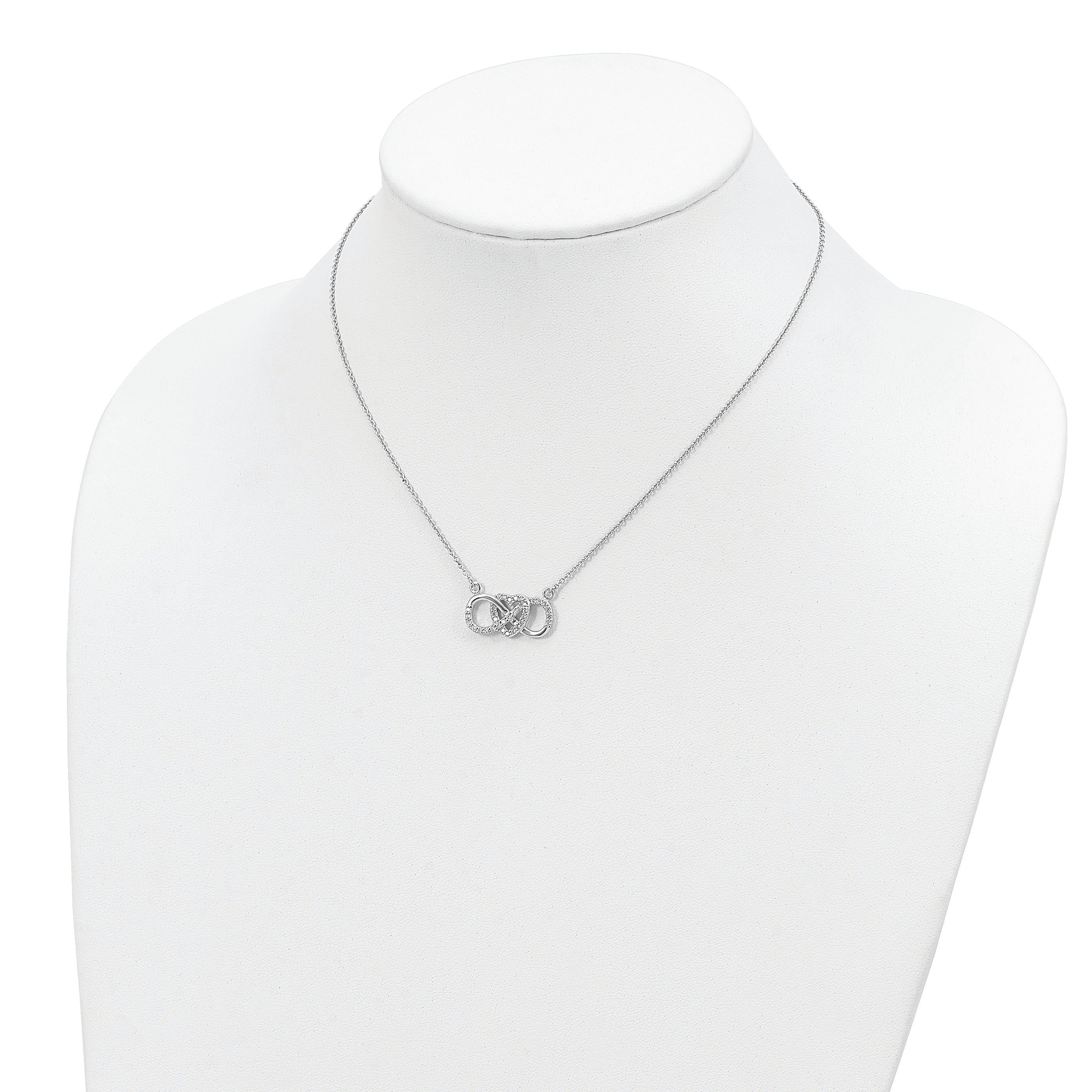 Sterling Silver Rhodium-plated With CZ Heart With Infinity Symbol Necklace
