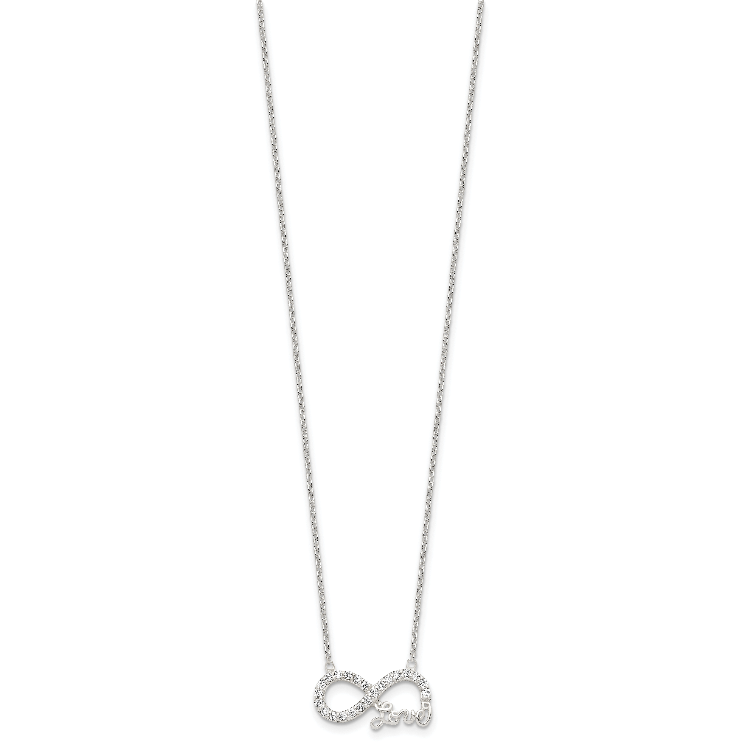 Sterling Silver Rhodium-plated CZ Infinity LOVE Necklace Secondary image