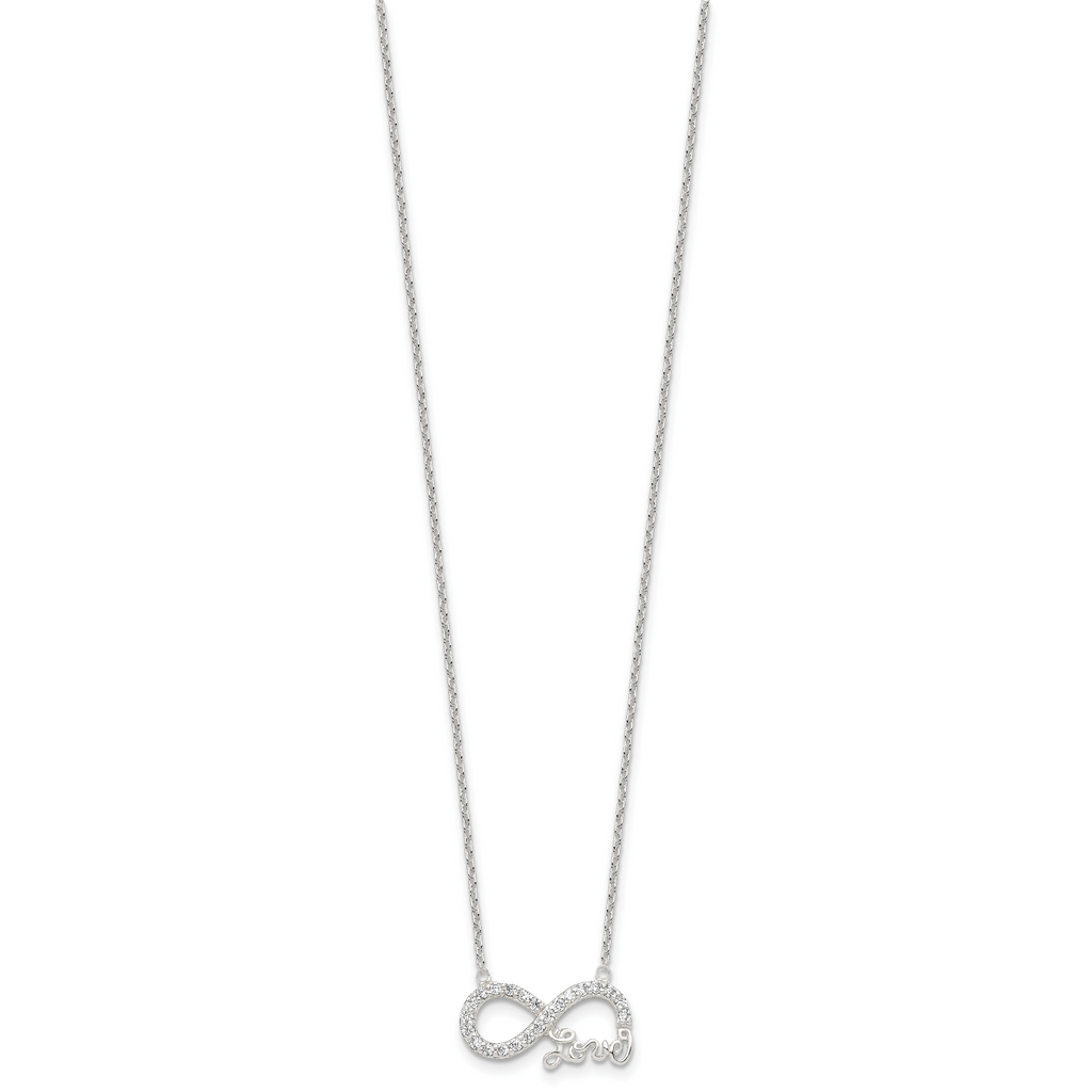 Sterling Silver Rhodium-plated CZ Infinity LOVE Necklace