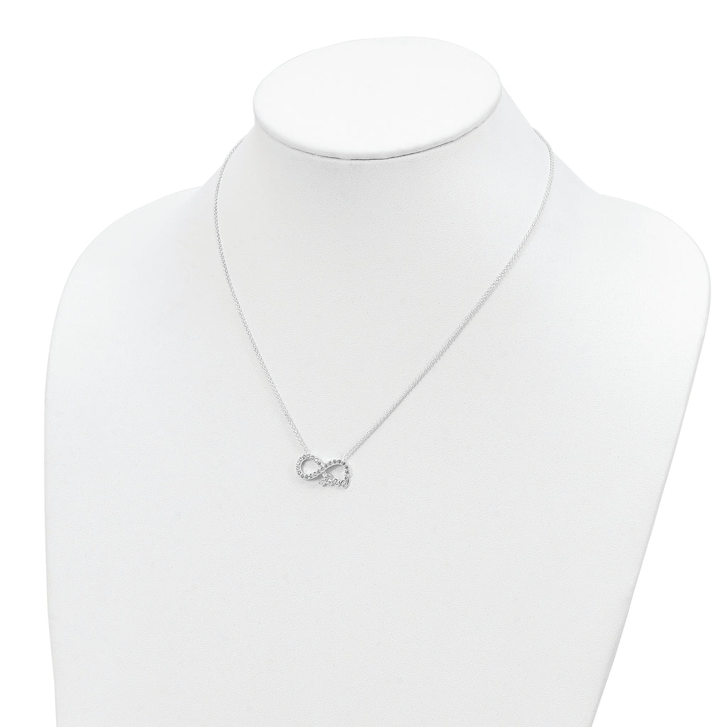Sterling Silver Rhodium-plated CZ Infinity LOVE Necklace