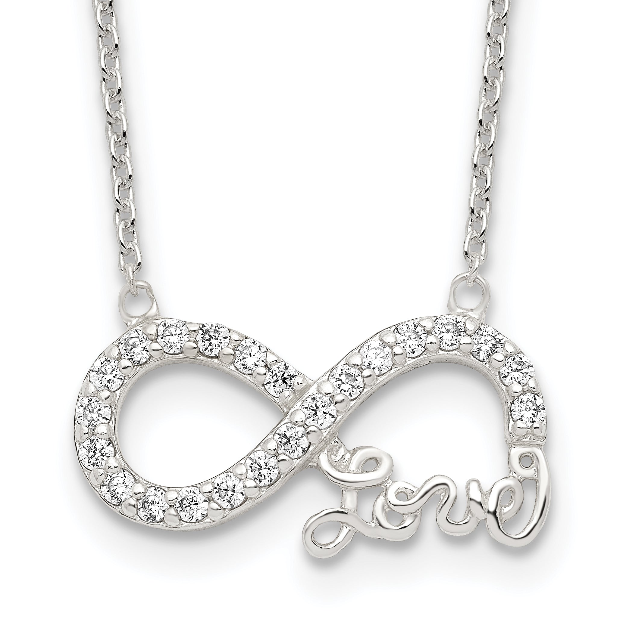Sterling Silver Rhodium-plated CZ Infinity LOVE Necklace Main image