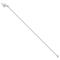 Sterling Silver 10inch Solid Polished Palm Tree Anklet