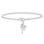 Sterling Silver 10inch Solid Polished Palm Tree Anklet