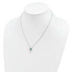 Sterling Silver Rhodium-plated Created Blue Opal Cross Necklace