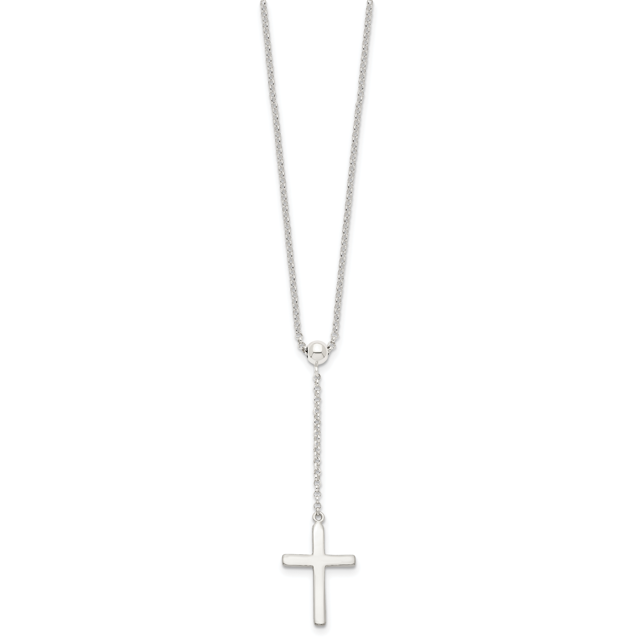 Sterling Silver Polished Cross Adjusts up to 23.5 inch Necklace Secondary image