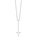 Sterling Silver Polished Cross Adjusts up to 23.5 inch Necklace