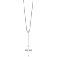 Sterling Silver Polished Cross Adjusts up to 23.5 inch Necklace
