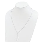 Sterling Silver Polished Cross Adjusts up to 23.5 inch Necklace