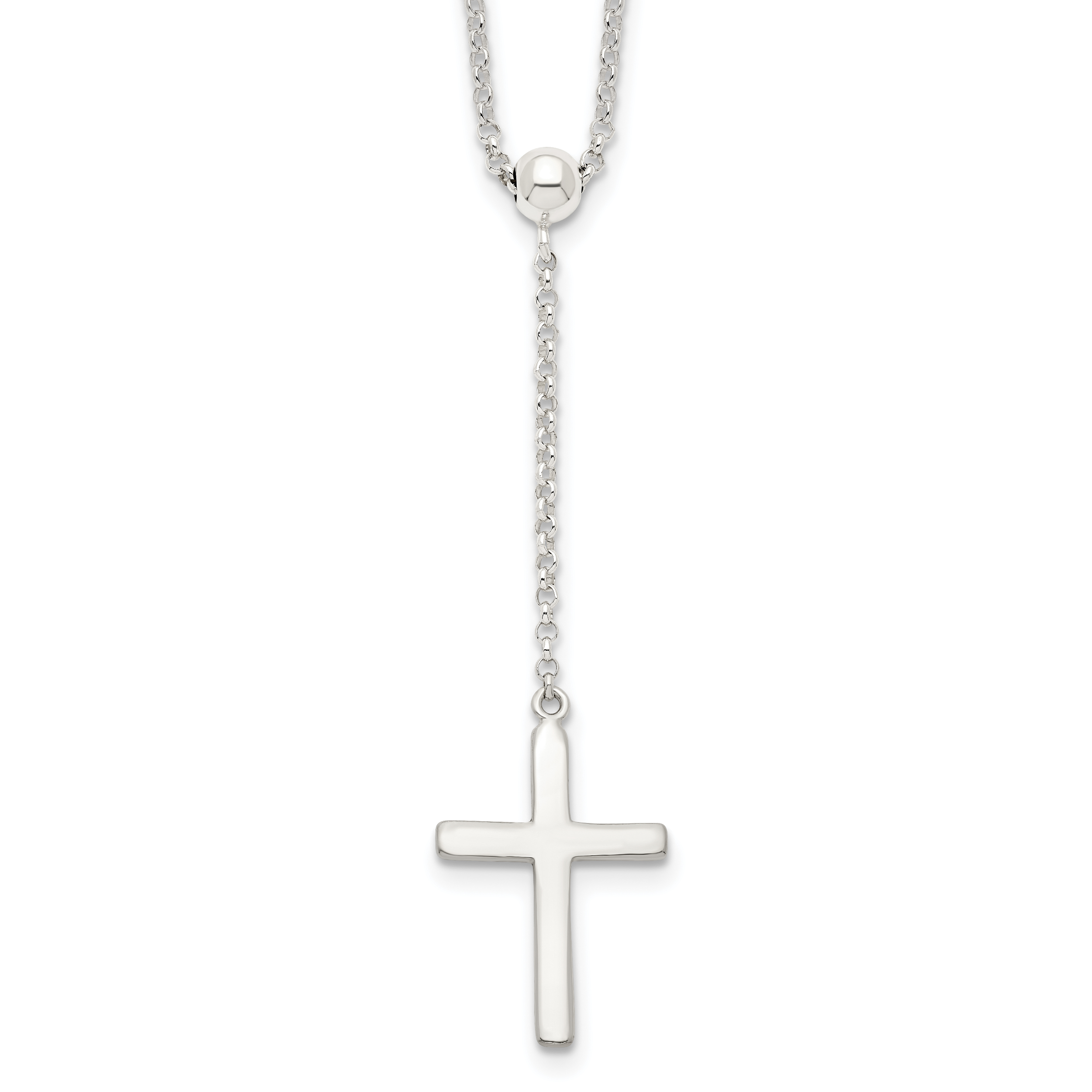 Sterling Silver Polished Cross Adjusts up to 23.5 inch Necklace Main image