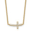 Sterling Silver Gold-tone CZ Sideways Cross With 2 inch ext Necklace