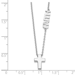 Sterling Silver Rhodium-plated FAITH With Cross Necklace