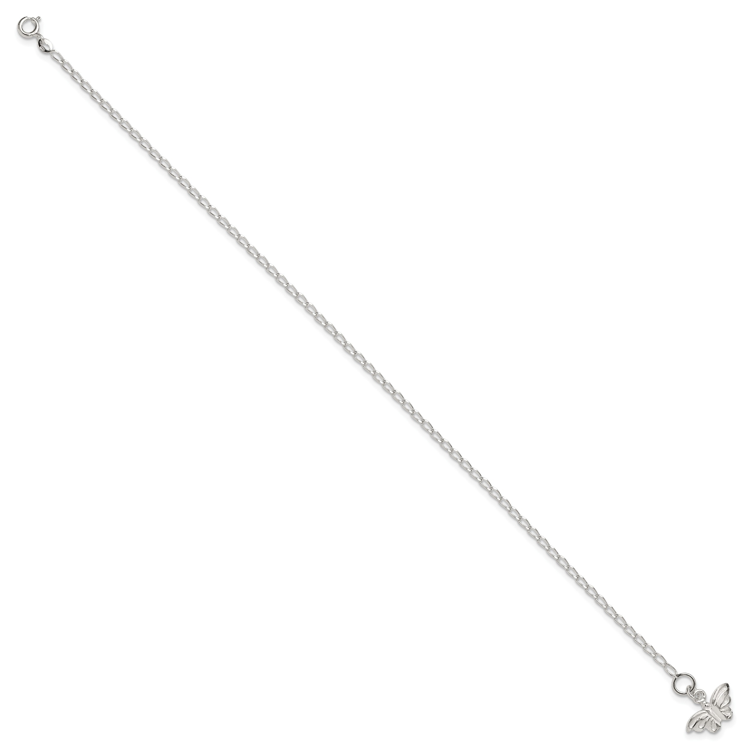 Sterling Silver 10inch Solid Polished Butterfly Anklet Secondary image