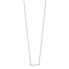 Sterling Silver Rhodium-plated With  2in ext. Sideways Cross Necklace