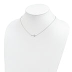 Sterling Silver Rhodium-plated With  2in ext. Sideways Cross Necklace