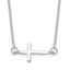Sterling Silver Rhodium-plated With  2in ext. Sideways Cross Necklace