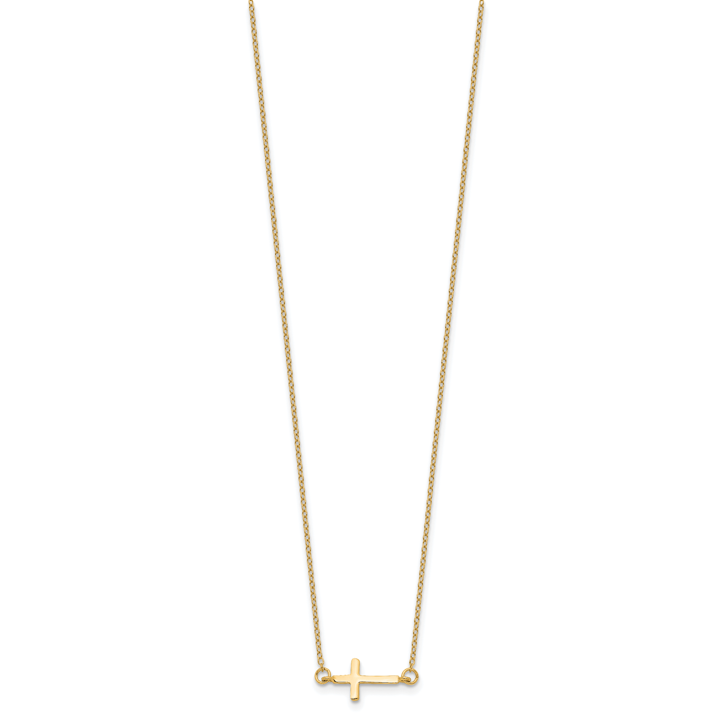 Sterling Silver Gold-tone With  2in ext. Sideways Cross Necklace Secondary image