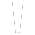 Sterling Silver Gold-tone With  2in ext. Sideways Cross Necklace