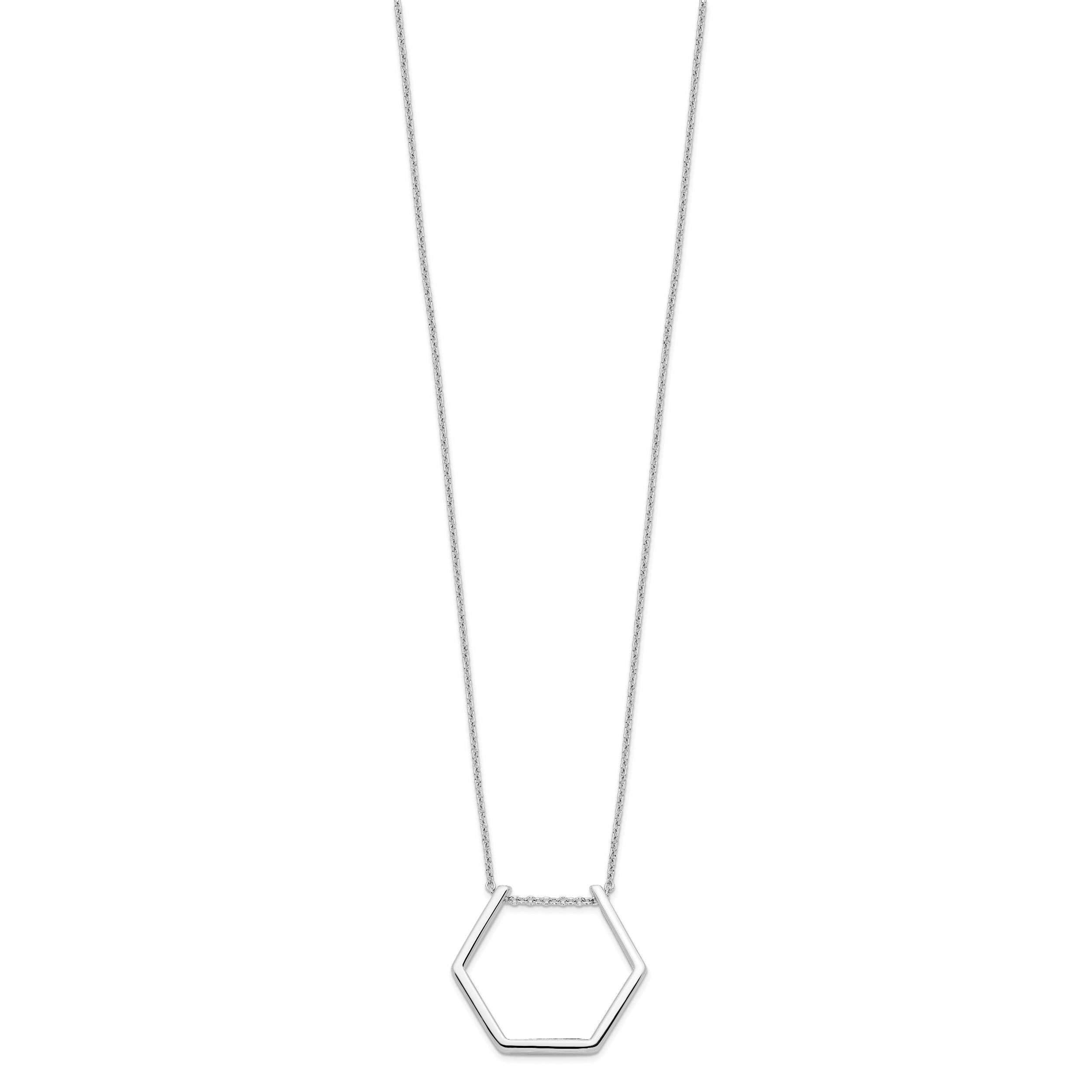 Sterling Silver Rhodium-plated Hexagon Necklace
