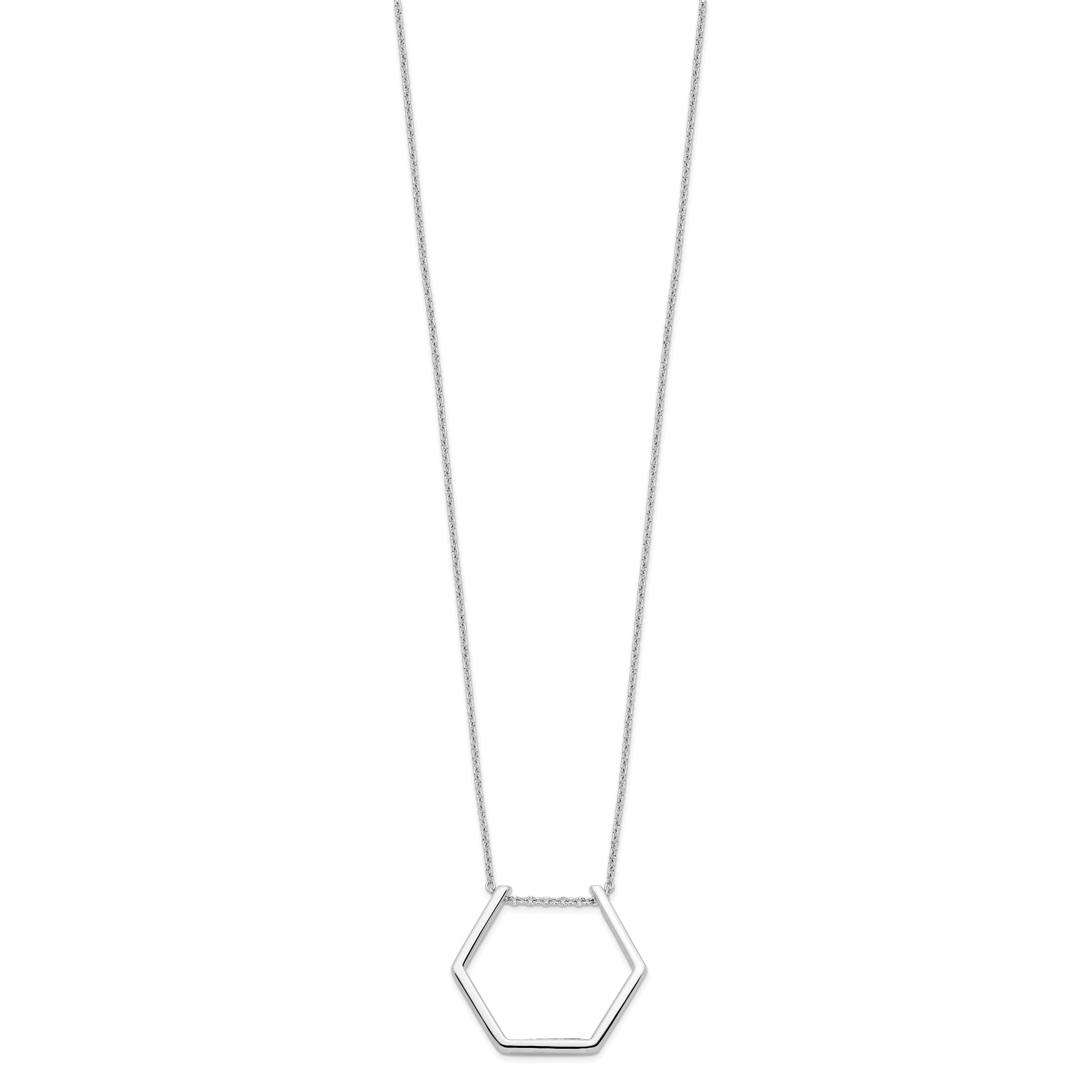 Sterling Silver Rhodium-plated Hexagon Necklace Secondary image