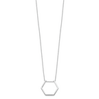 Sterling Silver Rhodium-plated Hexagon Necklace