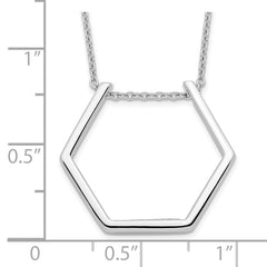 Sterling Silver Rhodium-plated Hexagon Necklace