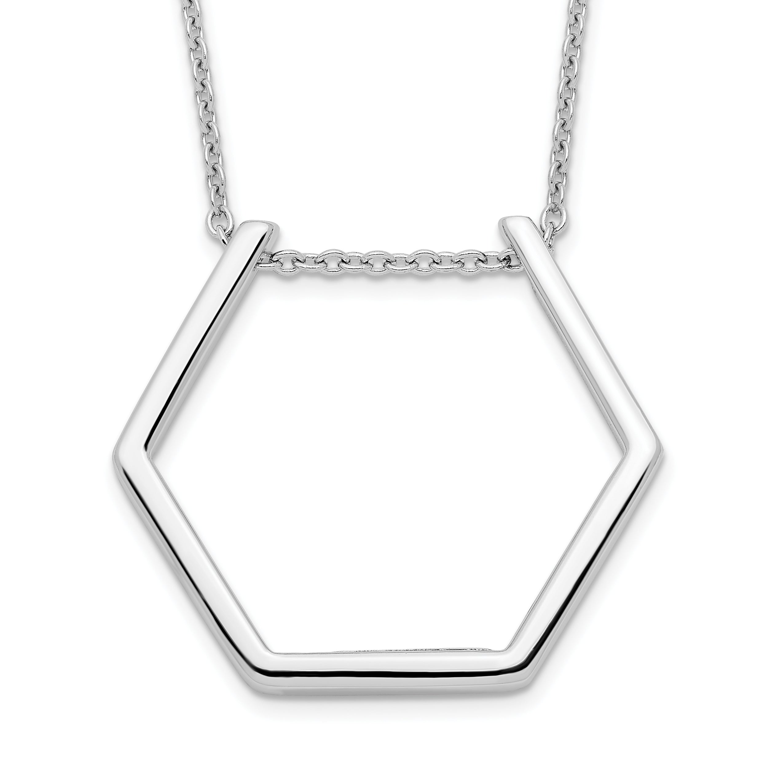 Sterling Silver Rhodium-plated Hexagon Necklace Main image