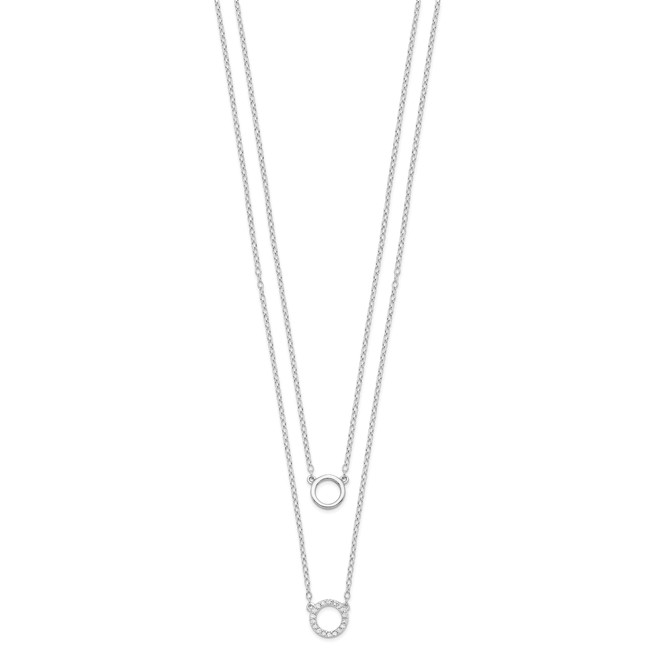 Sterling Silver Rhodium-plated CZ Circles 16in With 2in ext Necklace