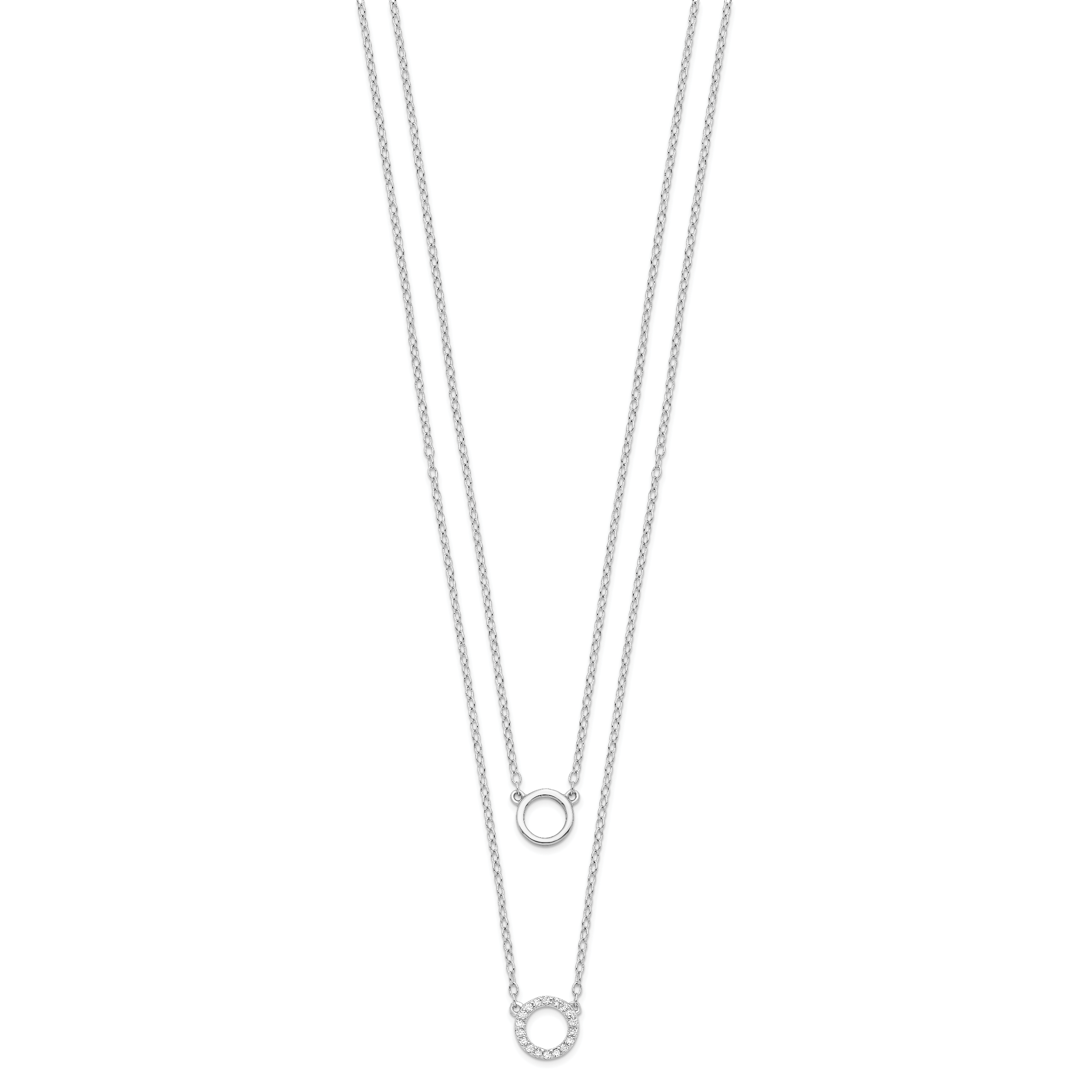 Sterling Silver Rhodium-plated CZ Circles 16in With 2in ext Necklace Secondary image