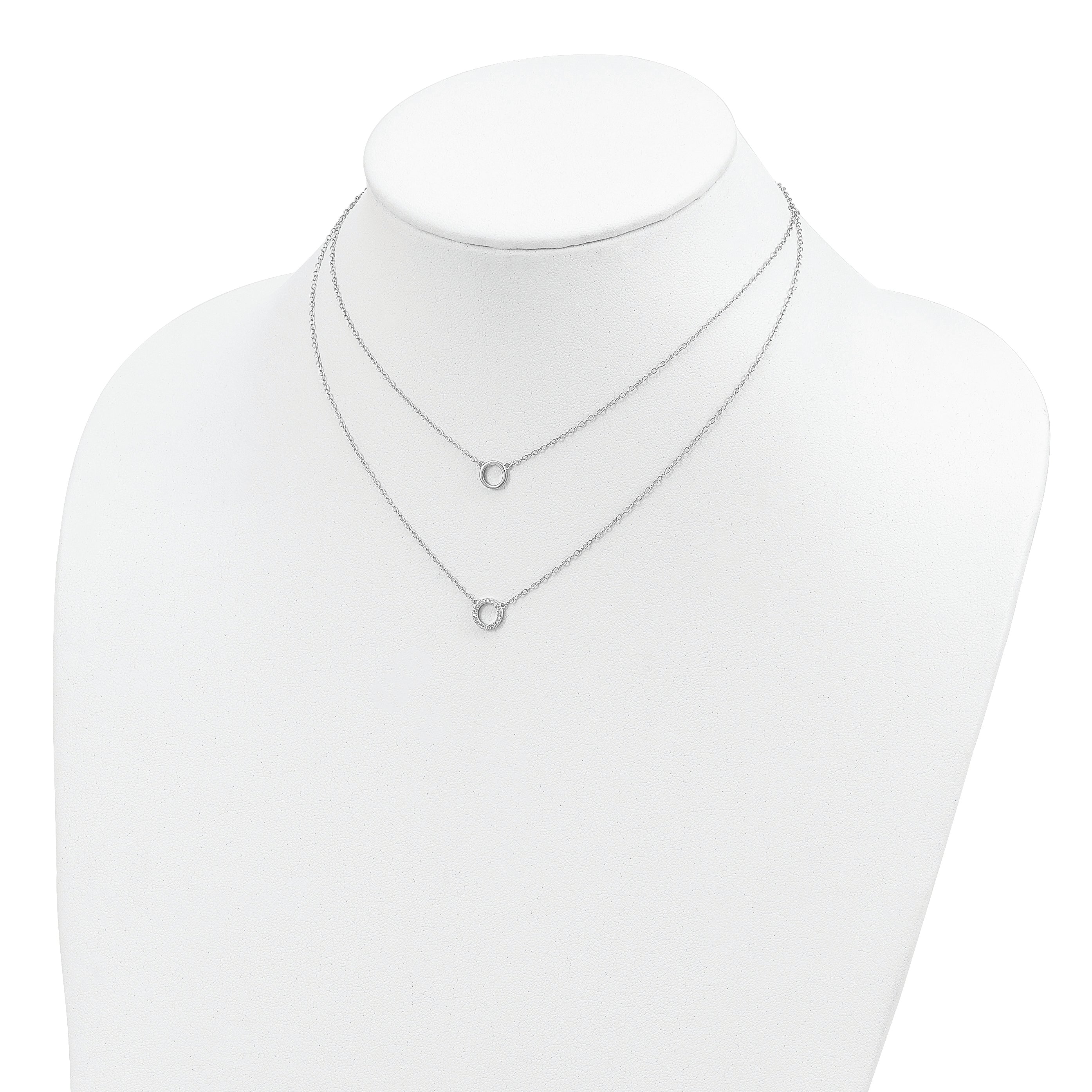 Sterling Silver Rhodium-plated CZ Circles 16in With 2in ext Necklace