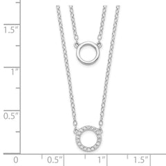 Sterling Silver Rhodium-plated CZ Circles 16in With 2in ext Necklace