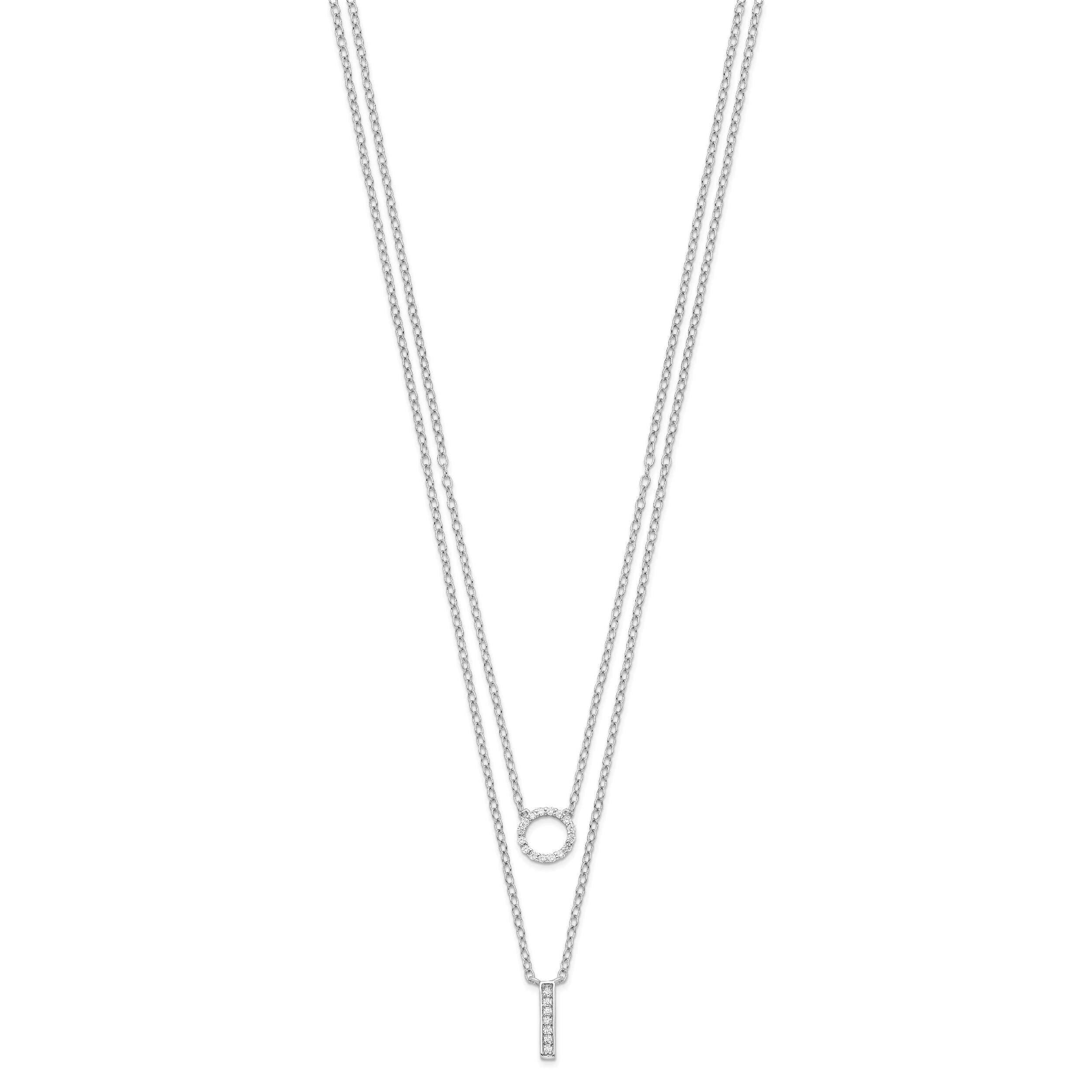 Sterling Silver Rhodium-plated CZ  2-Strand Necklace Secondary image