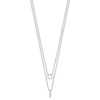 Sterling Silver Rhodium-plated CZ  2-Strand Necklace
