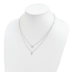 Sterling Silver Rhodium-plated CZ  2-Strand Necklace