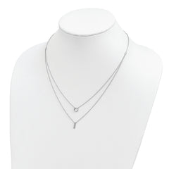 Sterling Silver Rhodium-plated CZ  2-Strand Necklace