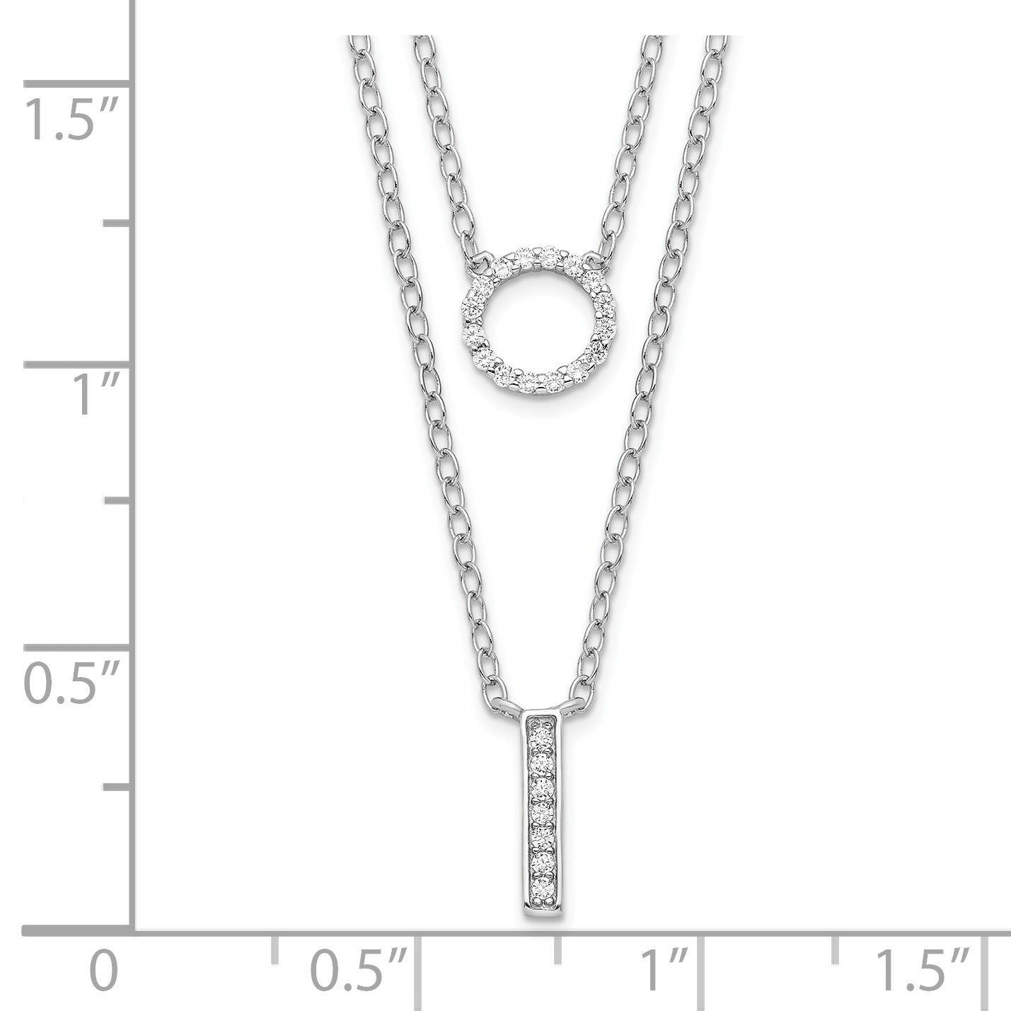 Sterling Silver Rhodium-plated CZ  2-Strand Necklace
