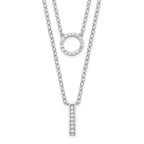 Sterling Silver Rhodium-plated CZ  2-Strand Necklace