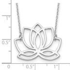 Sterling Silver Rhodium-plated Polished Lotus Flower 18 inch Necklace