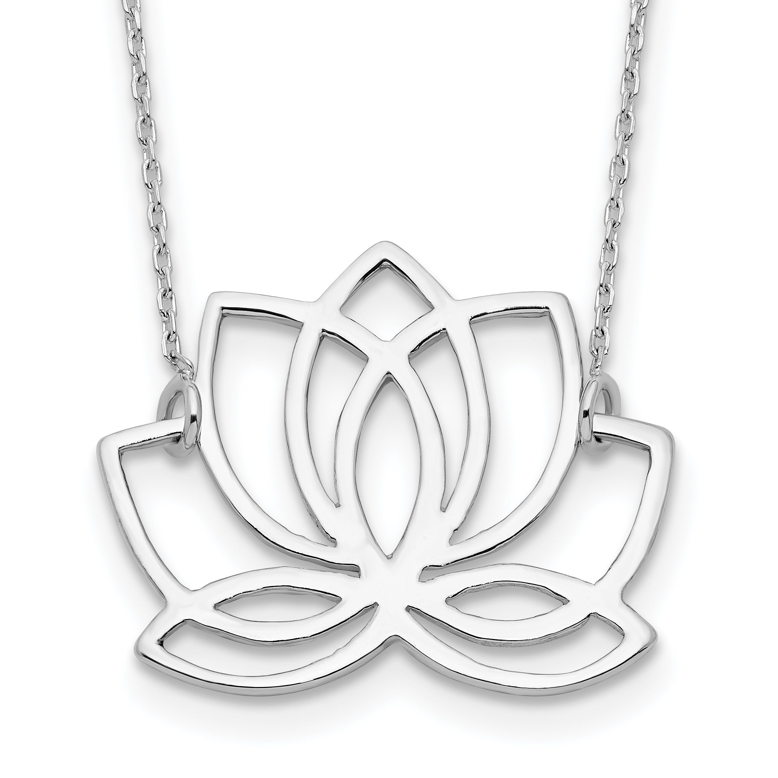 Sterling Silver Rhodium-plated Polished Lotus Flower 18 inch Necklace Main image