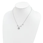 Sterling Silver Rhodium-plated CZ with Tree with 1in ext. Necklace