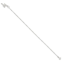 Sterling Silver 10inch Solid Polished Palm Tree Anklet