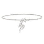 Sterling Silver 10inch Solid Polished Palm Tree Anklet