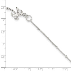 Sterling Silver 10inch Solid Polished Palm Tree Anklet