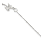 Sterling Silver 10inch Solid Polished Palm Tree Anklet