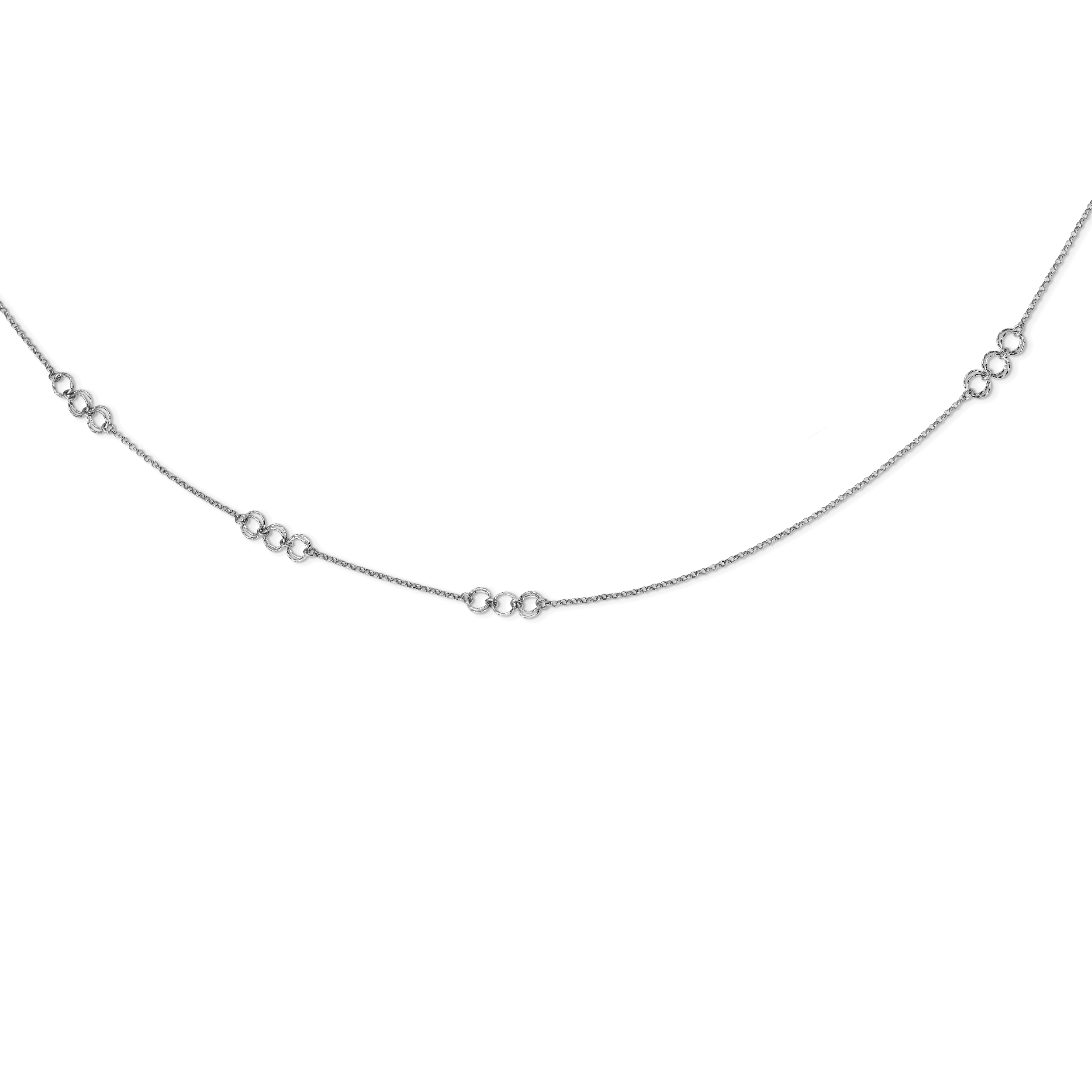 Sterling Silver Rhodium-plated Diamond-cut Circles Necklace Secondary image