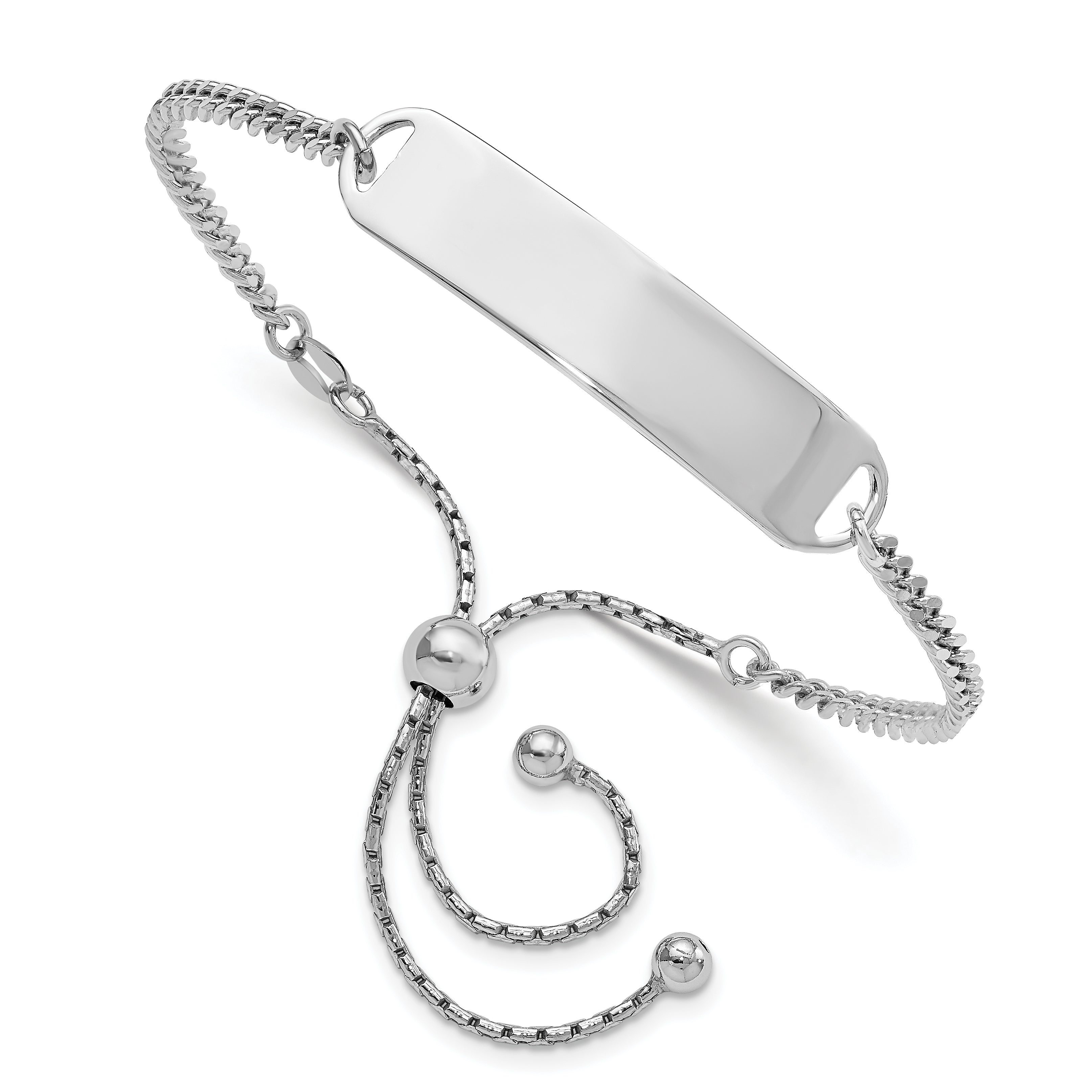 Sterling Silver Rhodium-Plated ID Adjustable 6in to 10in Bracelet Main image