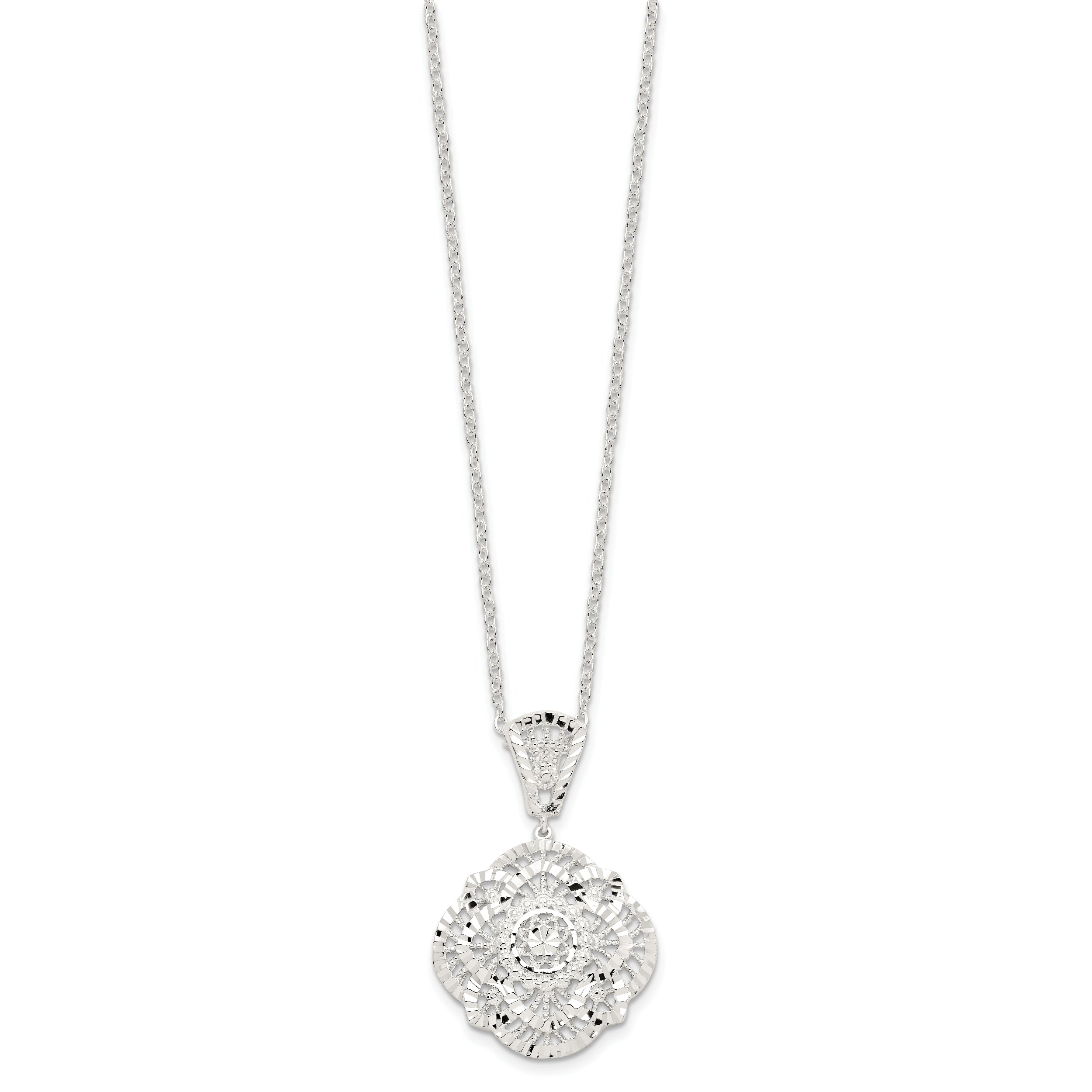 Sterling Silver Diamond Cut Fancy Necklace